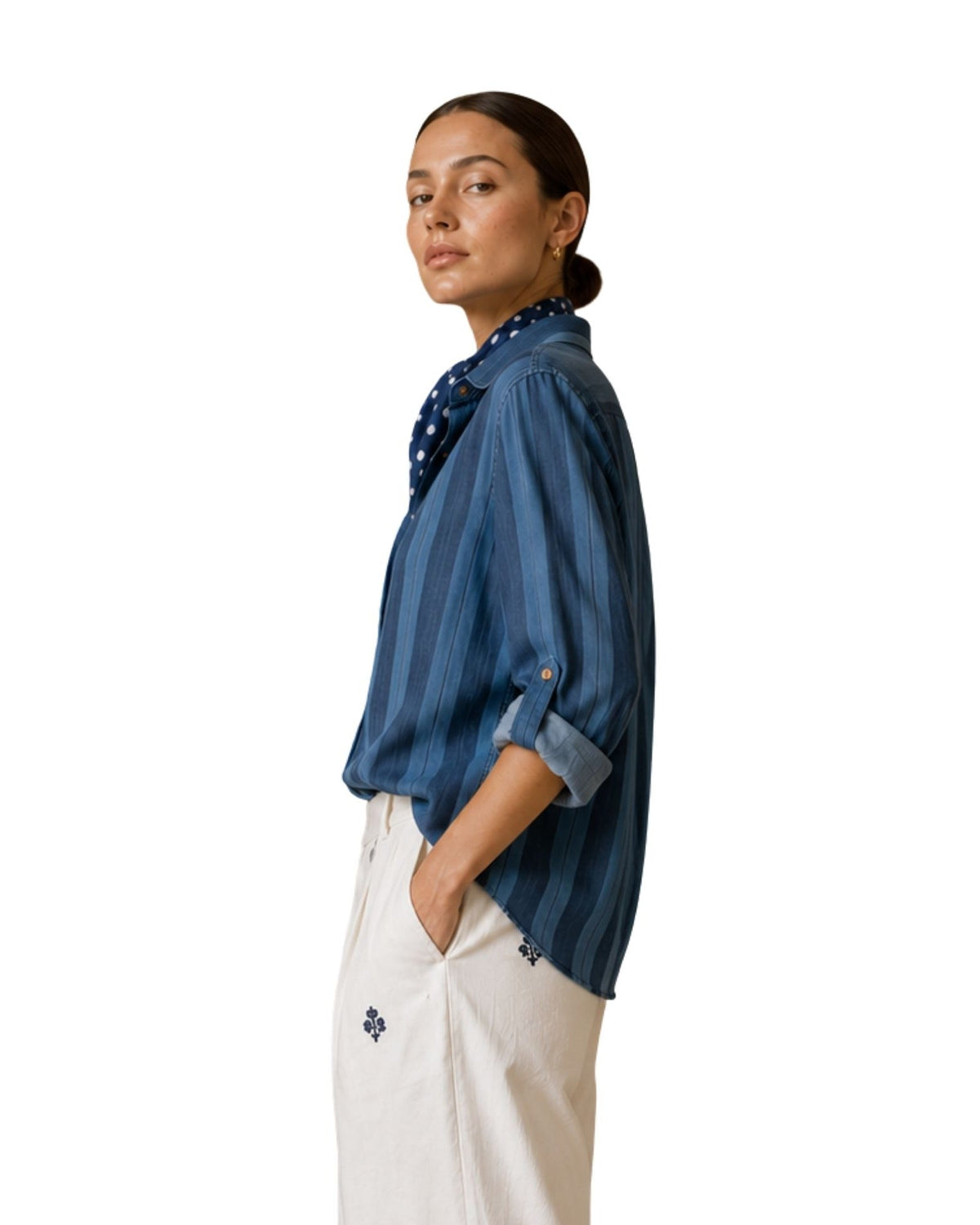 The Ronan Striped Chambray Button-Down - pookie and sebastian