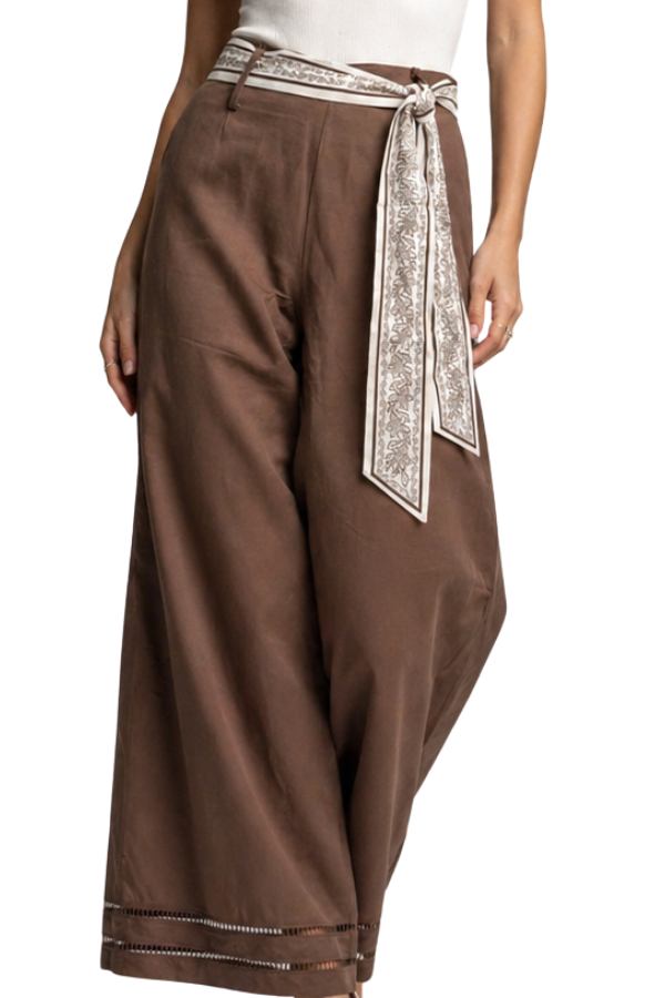 The Marcia High Rise Pants With Scarf Belt - pookie and sebastian