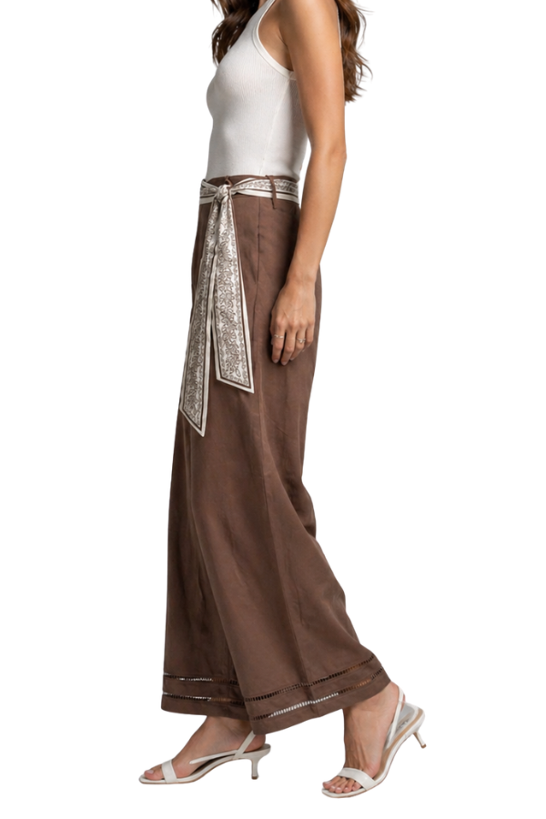 The Marcia High Rise Pants With Scarf Belt - pookie and sebastian