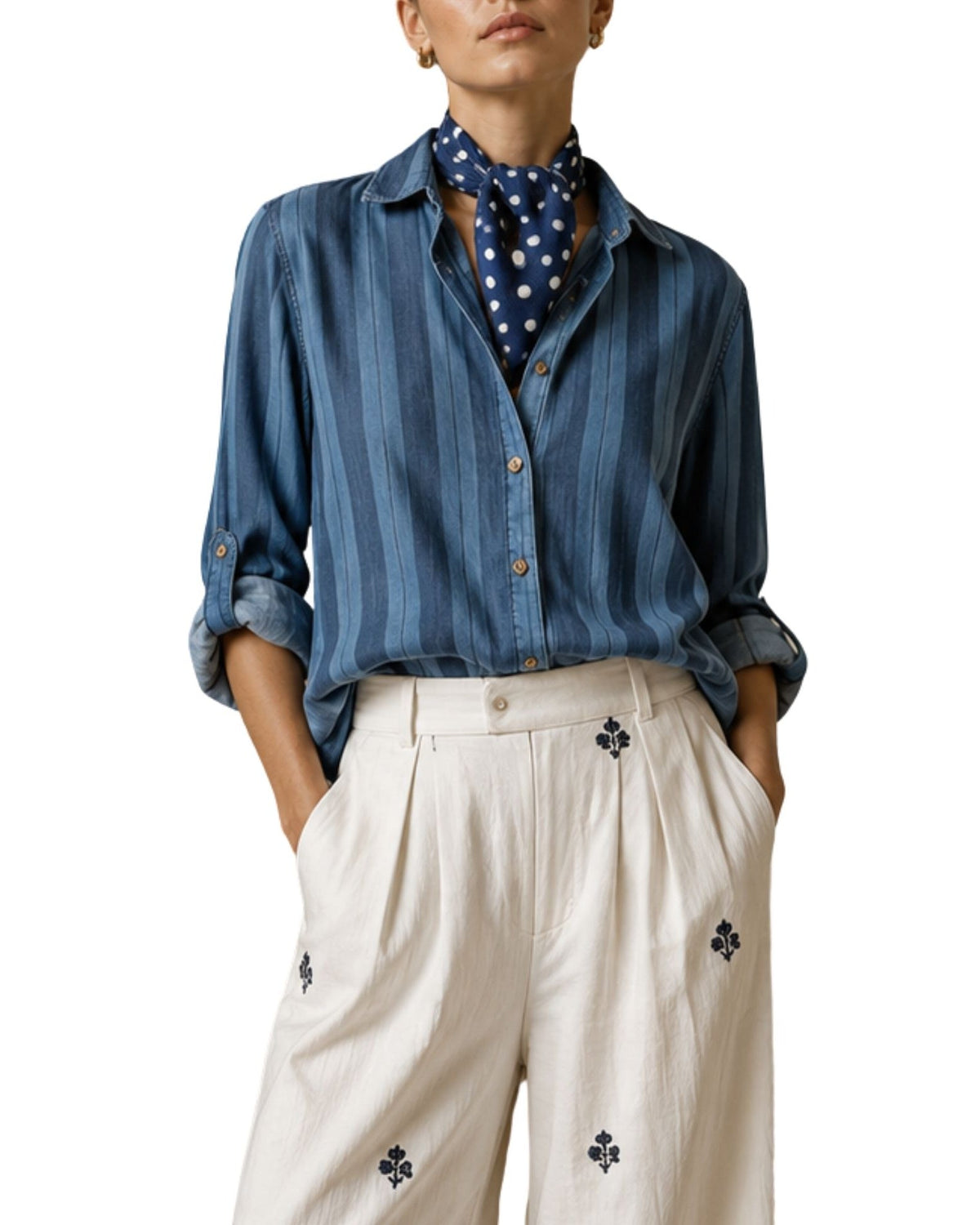 The Ronan Striped Chambray Button-Down - pookie and sebastian