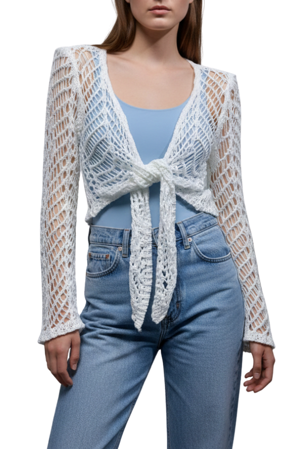 The Italian Crochet Tie-Front Top