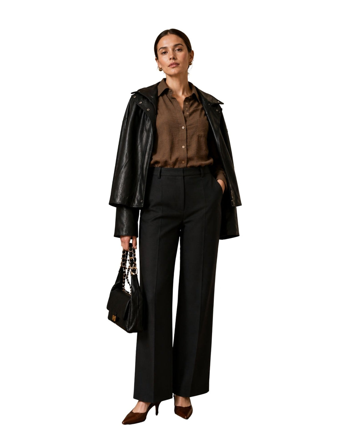 The Scarlett High Collar Leather Jacket - pookie and sebastian