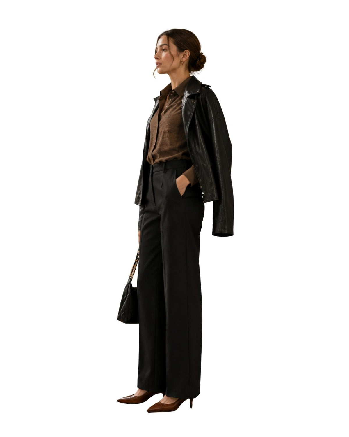 The Scarlett High Collar Leather Jacket - pookie and sebastian