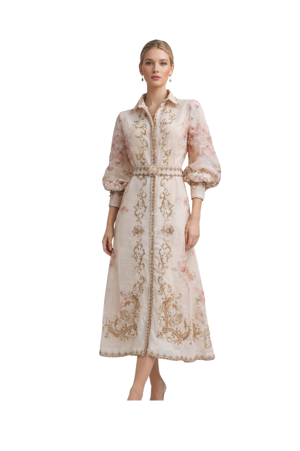 The Serena Printed Dress With Belt - pookie and sebastian