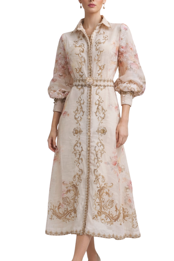 The Serena Printed Dress With Belt - pookie and sebastian