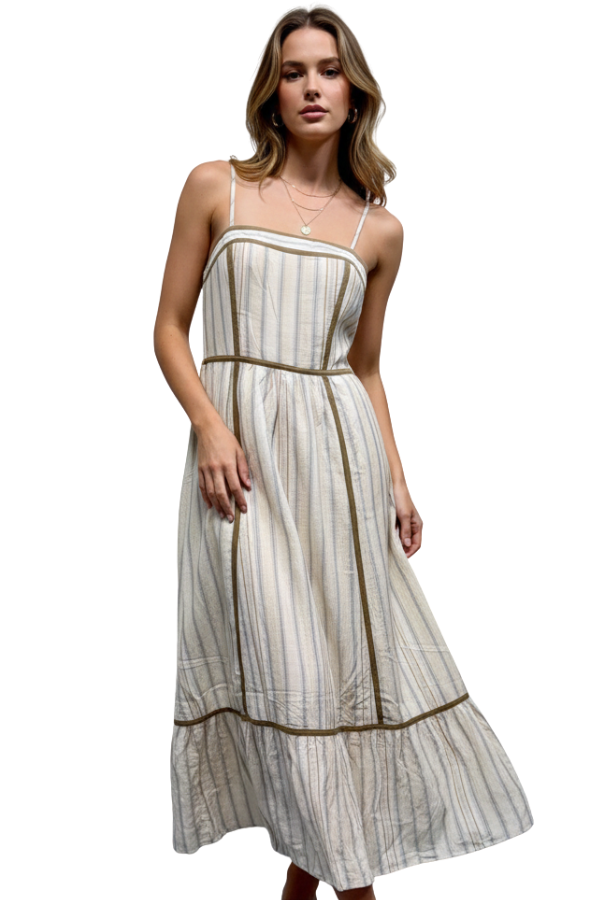 The Aimee Striped Binding Maxi Dress