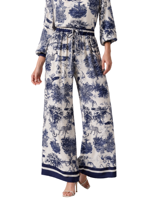 The Beatrice Toile Safari-Print Satin Pants