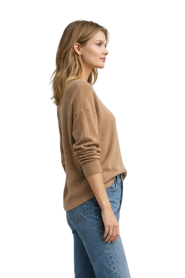 The Monaco Camel V-Neck Sweater - pookie and sebastian
