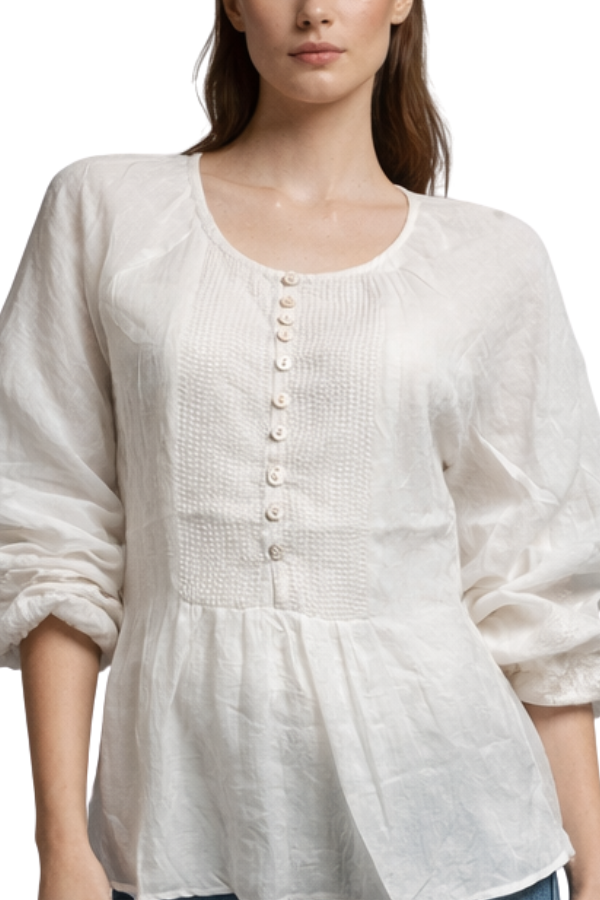 The Camille Embroidered Chiffon Blouse - pookie and sebastian