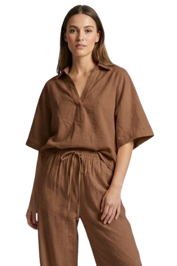 The Alba Relaxed Popover Collar Top