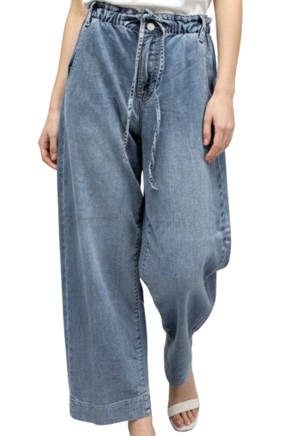 The Allie Pull On Drawstring Wide Leg Jeans - pookie and sebastian