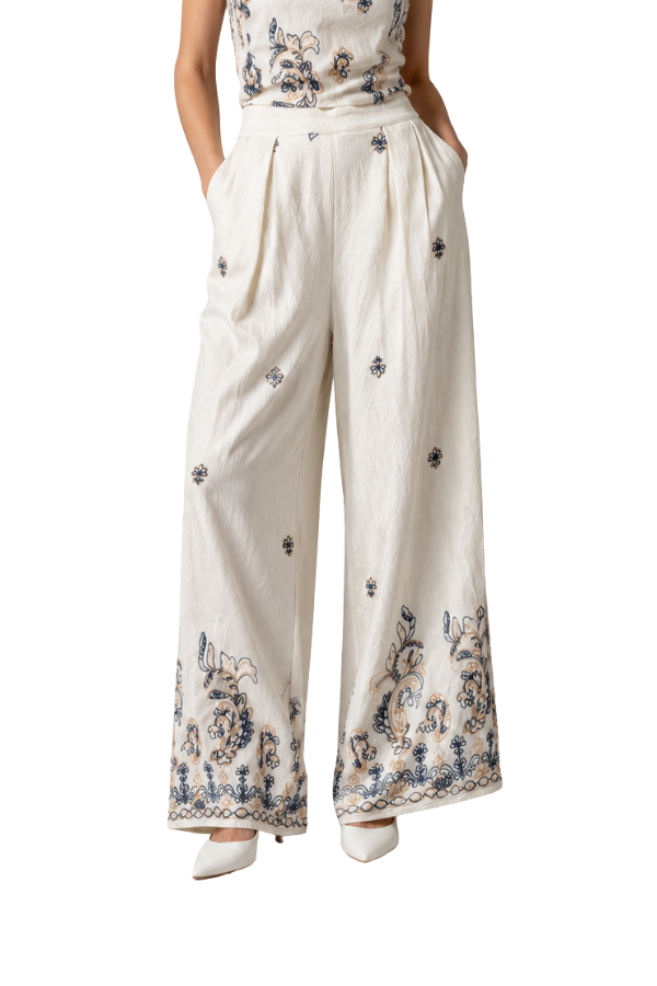 The Josephine Embroidered Wide-Leg Pants