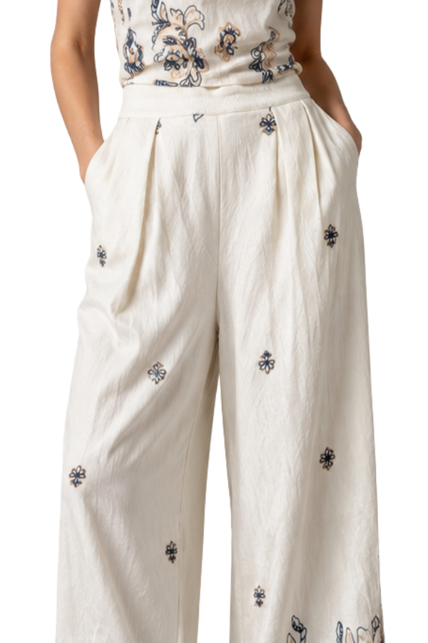 The Josephine Embroidered Wide-Leg Pants