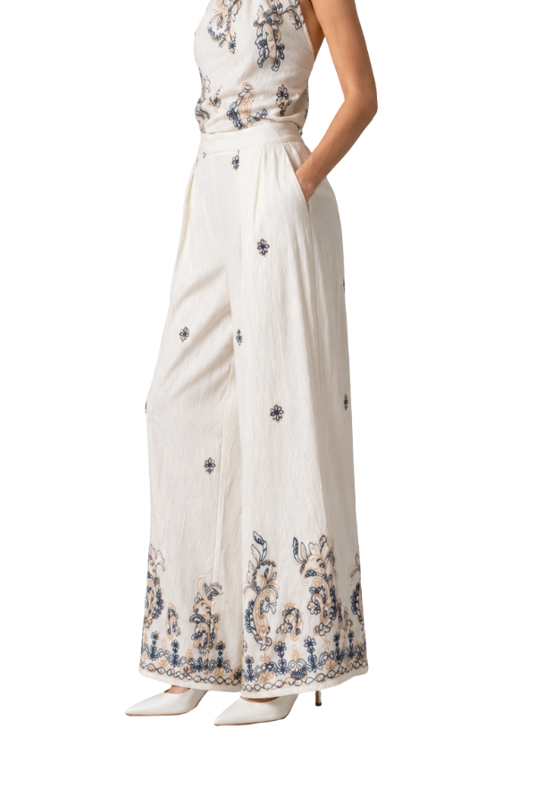 The Josephine Embroidered Wide-Leg Pants
