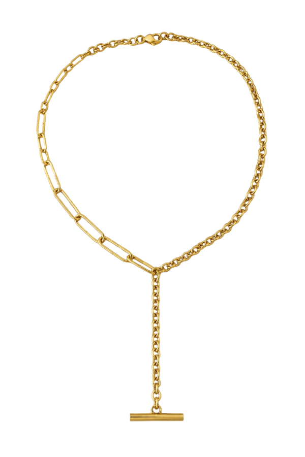 The Isabella Gold Mixed-Link Toggle Lariat Necklace