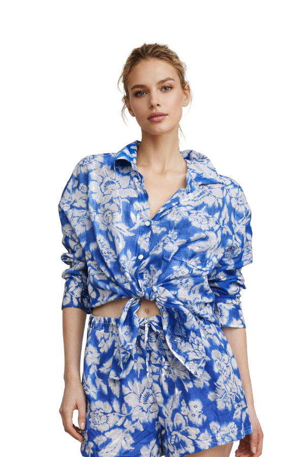 Coastal Blue Florals Top