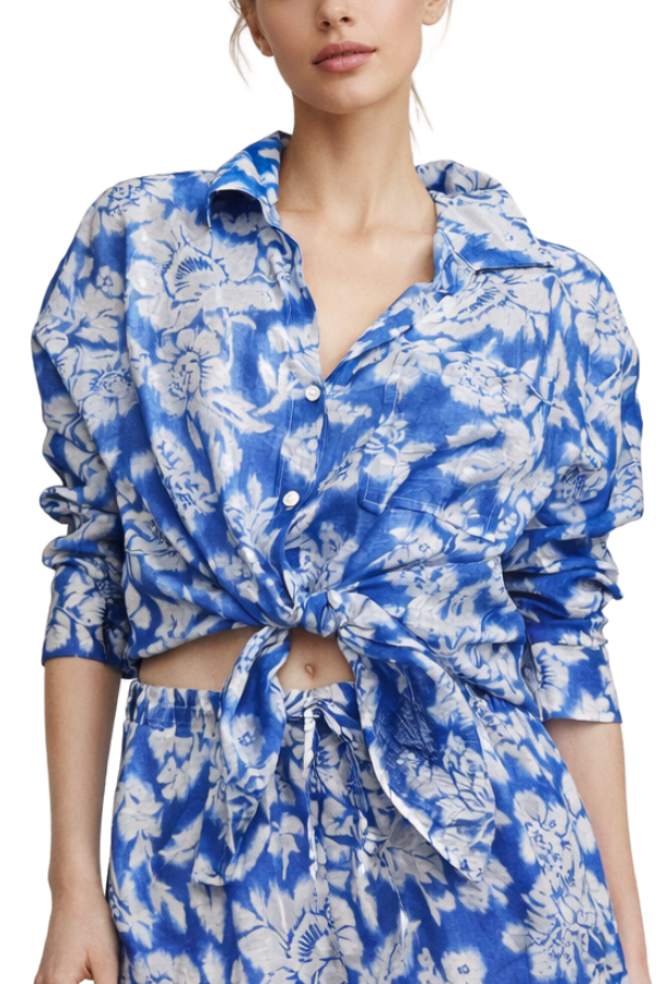 Coastal Blue Florals Top