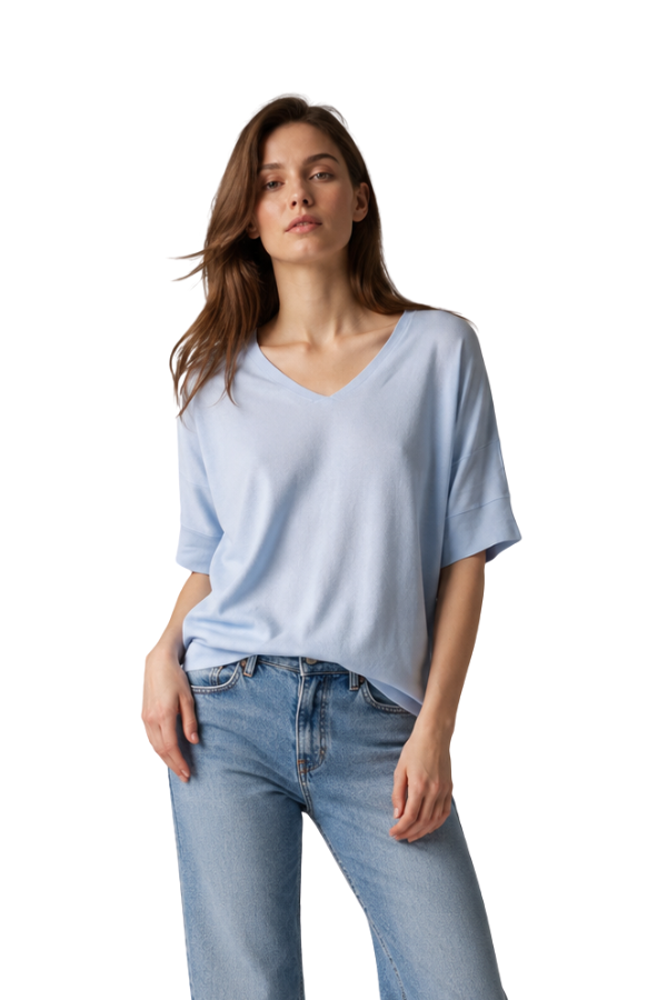 The Italian V-Neck Sweater Tee - pookie and sebastian
