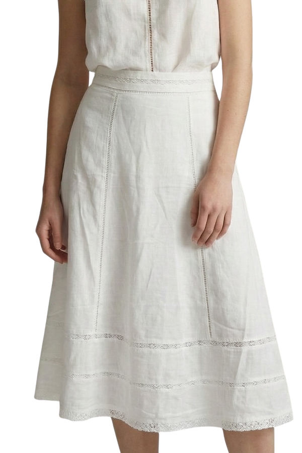 The Elise Linen Lace Midi Skirt