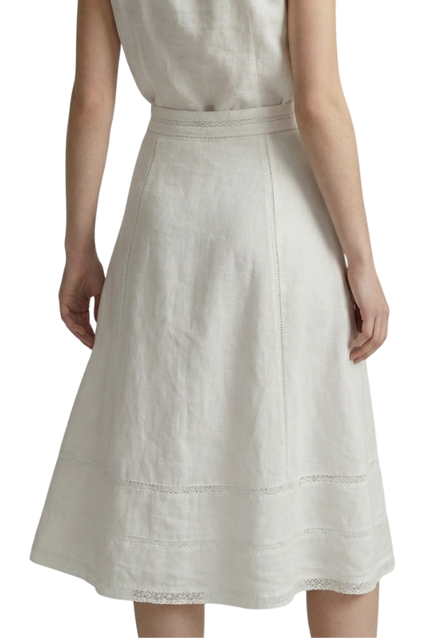 The Elise Linen Lace Midi Skirt