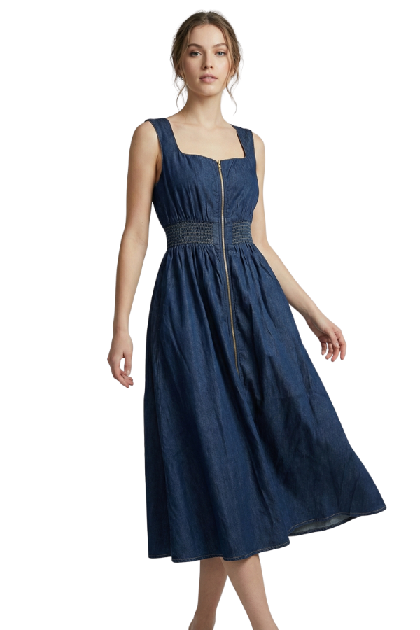 The Isadora Zip Denim Dress