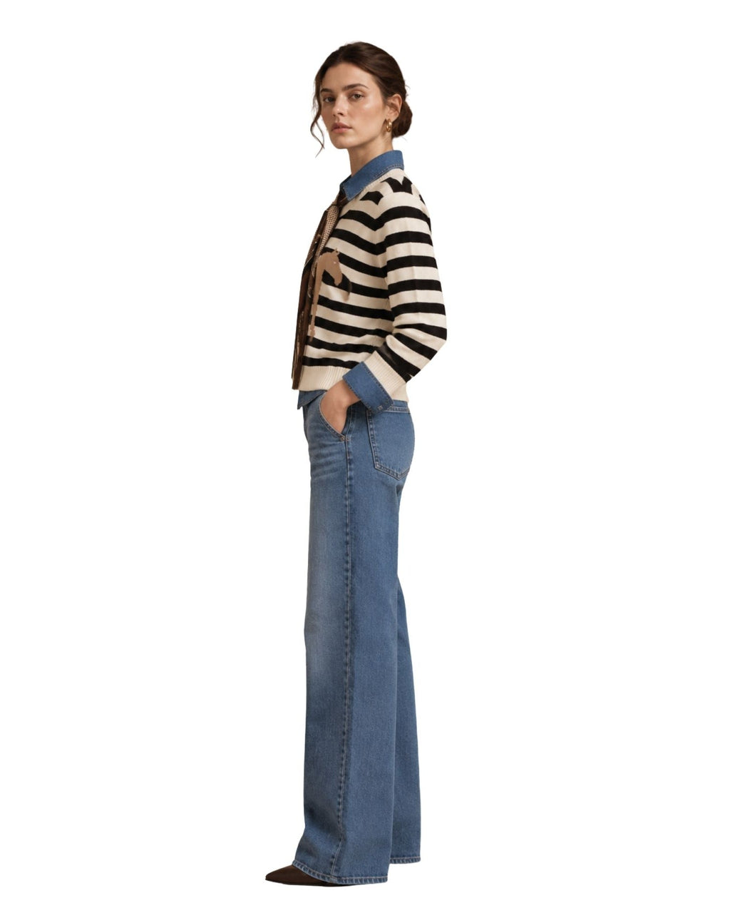 The Adelina Striped Horse Edge Sweater