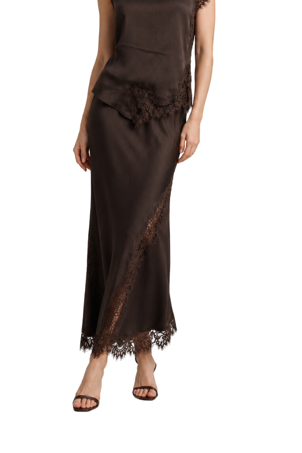 The Diana Mixed Lace Midi Skirt