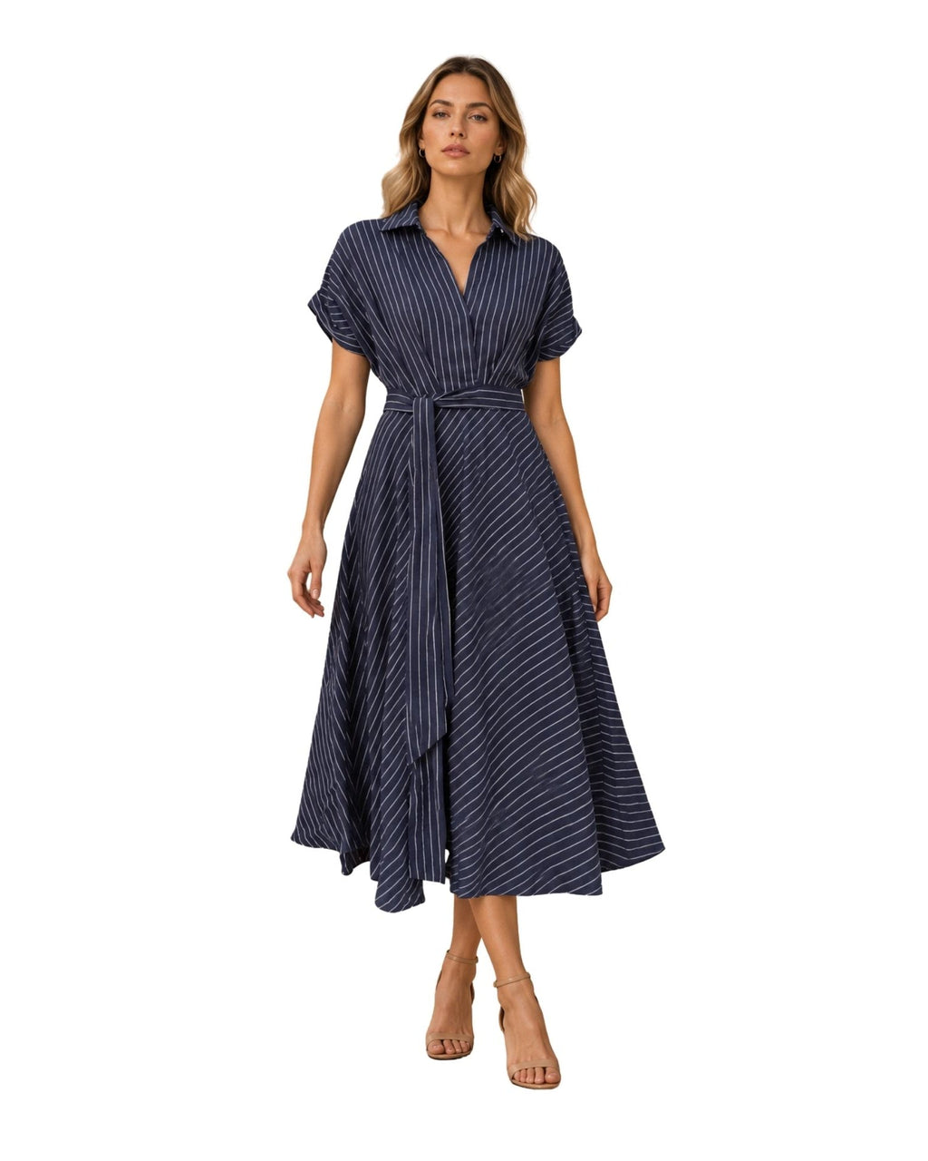 The Marigold Stripe Belted Midi-Dress