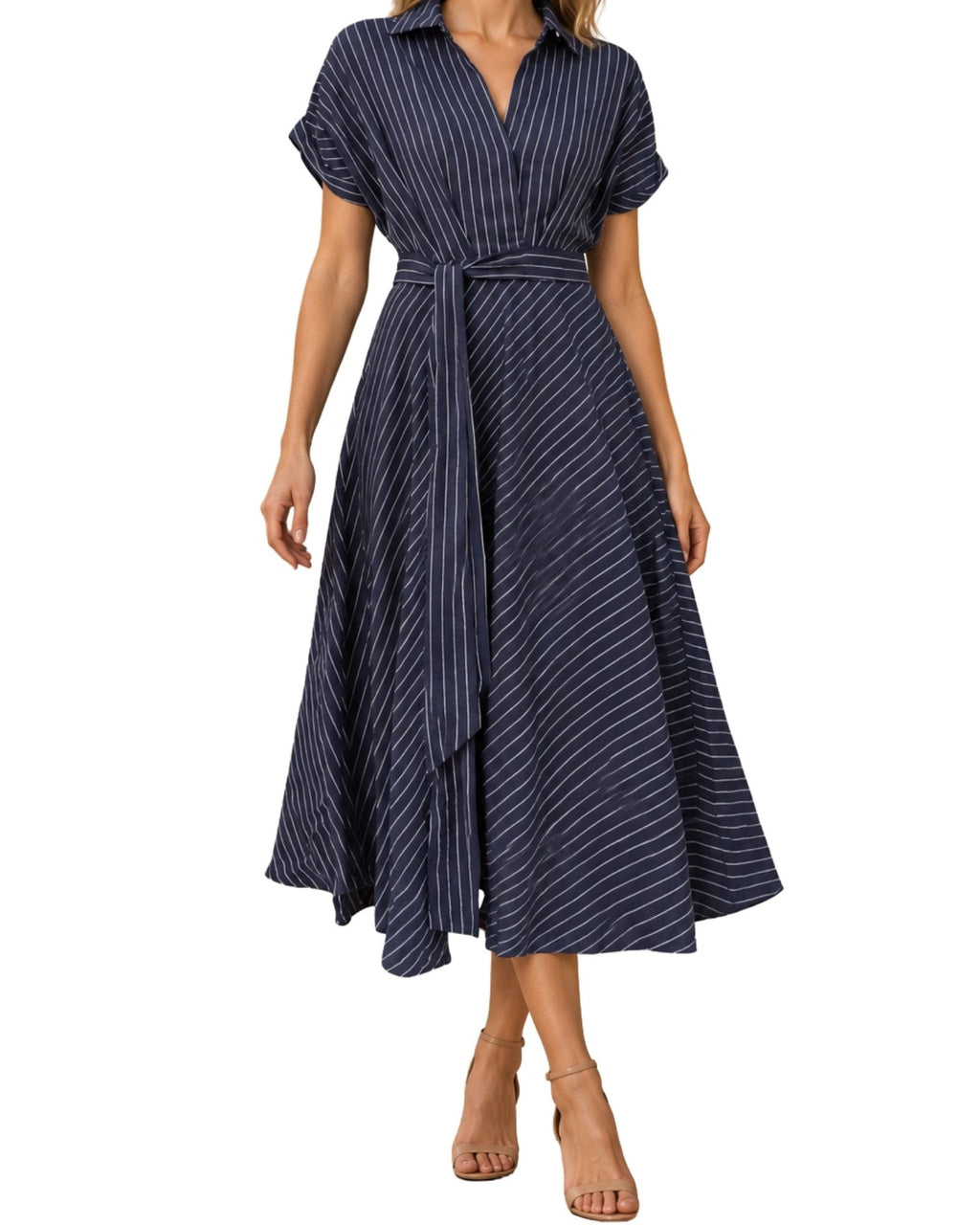 The Marigold Stripe Belted Midi-Dress
