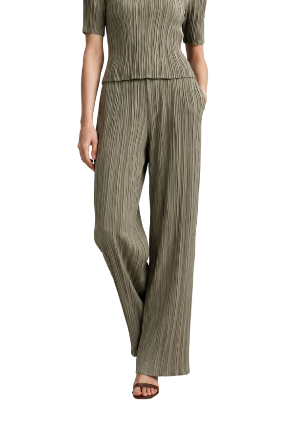 The Elodie Olive Pleated Wide-Leg Pants