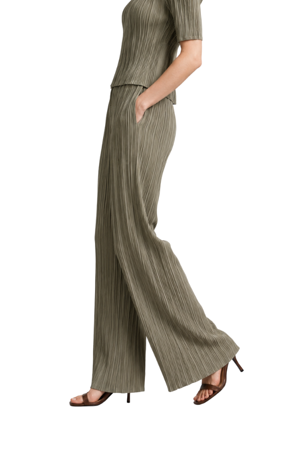 The Elodie Olive Pleated Wide-Leg Pants
