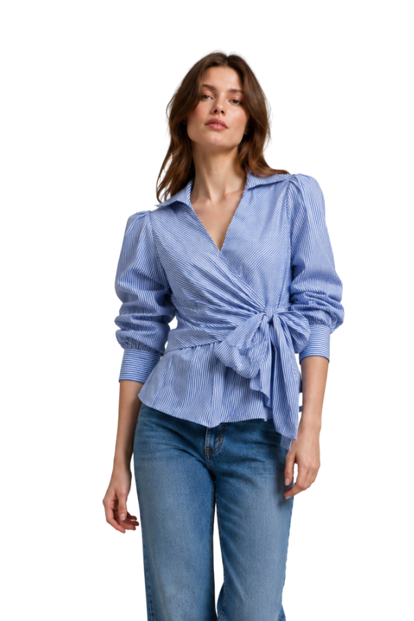 The Kelly Stripe Tie Front Fitted Shirt