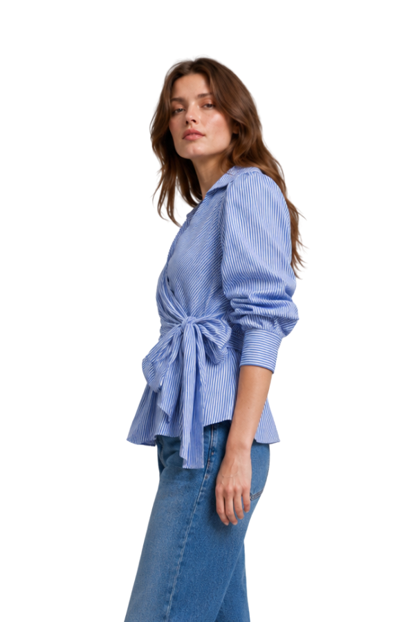 The Kelly Stripe Tie Front Fitted Shirt