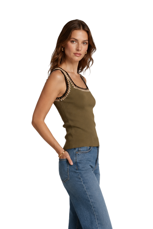 The Galia Crochet Trimmed Tank Top - pookie and sebastian