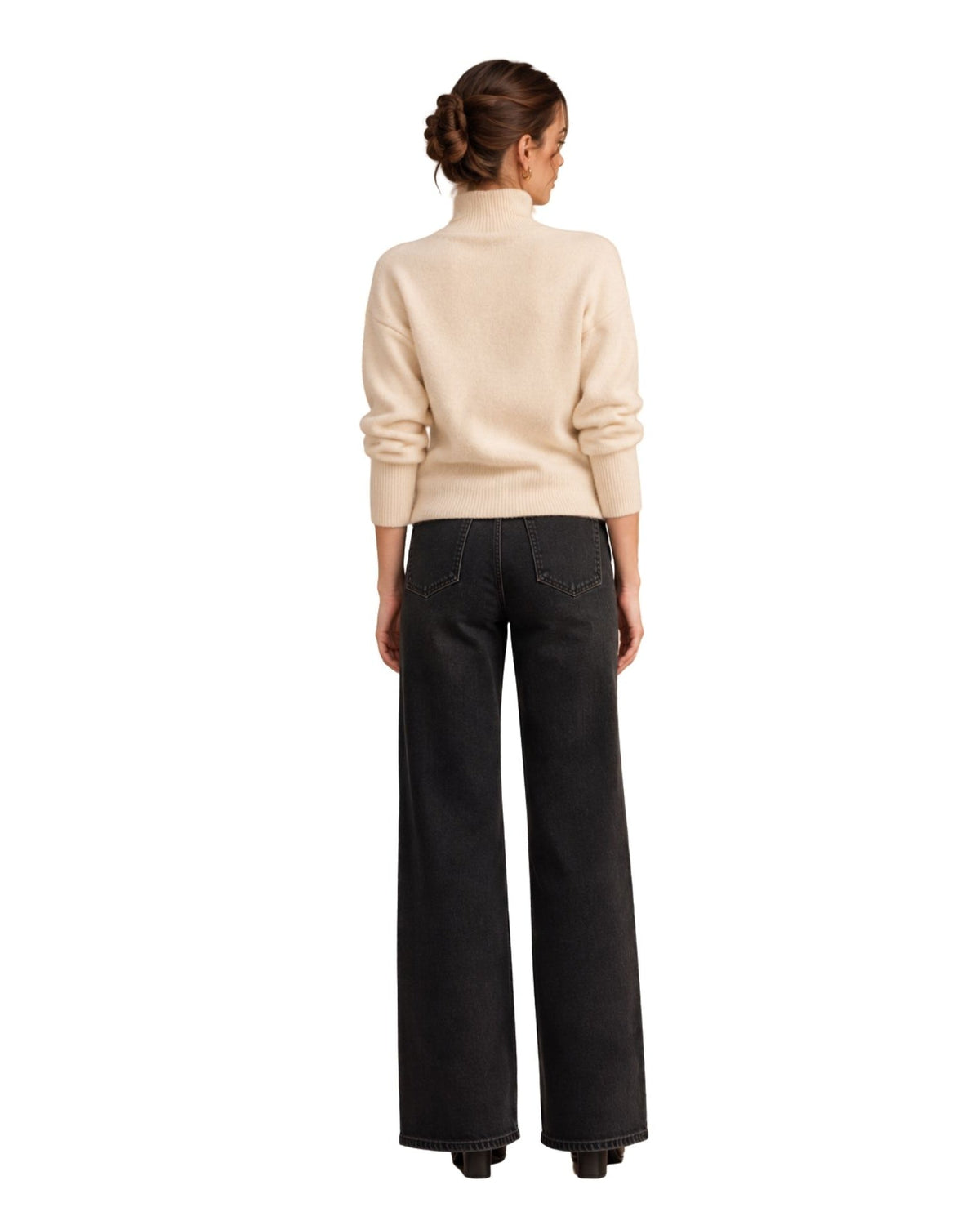 The Elina Mock Neck Knit Sweater - Cream