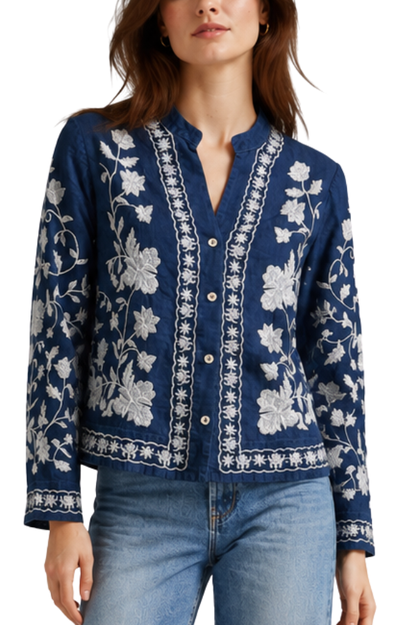 The Veronika Embroidered Jean Top - pookie and sebastian