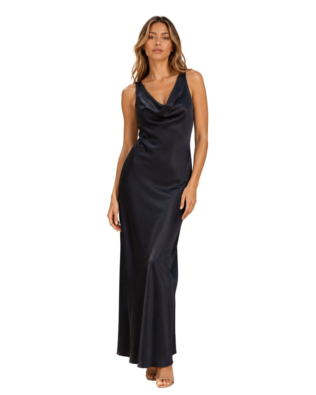 The Chloe Satin Cowl Neck Dress