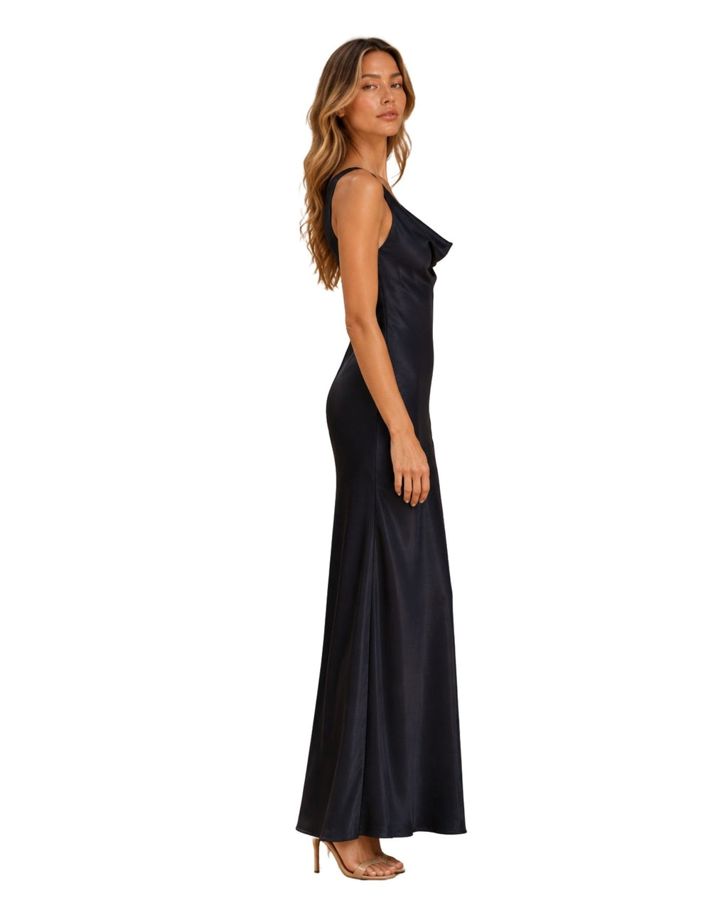 The Chloe Satin Cowl Neck Dress