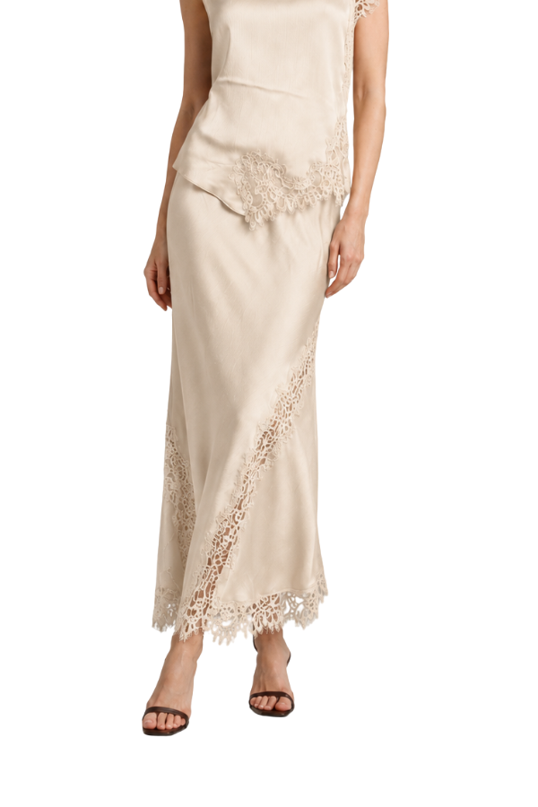 The Diana Mixed Lace Midi Skirt
