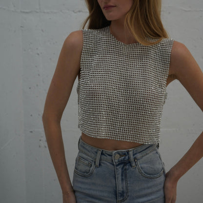 Stella Mesh Rhinestone Top