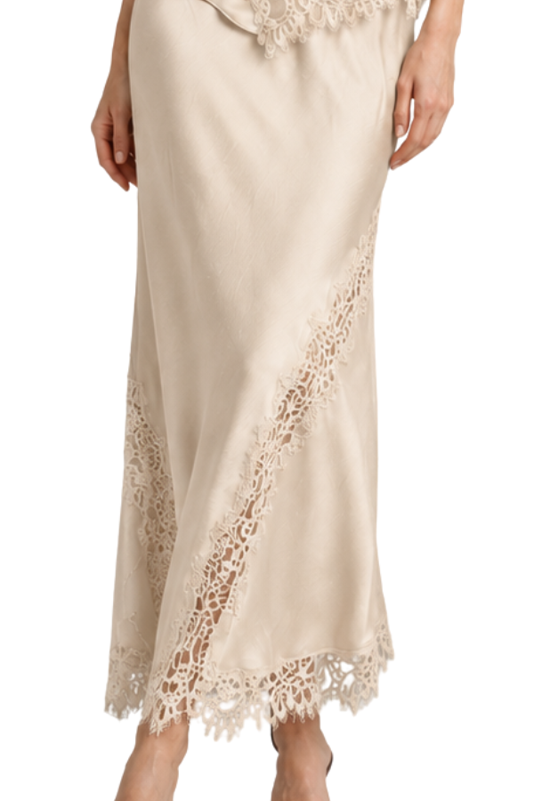 The Diana Mixed Lace Midi Skirt