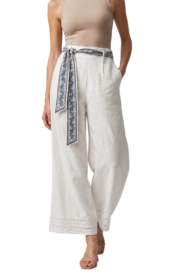 The Marcia High Rise Pants With Scarf Belt - pookie and sebastian