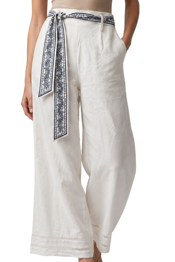 The Marcia High Rise Pants With Scarf Belt - pookie and sebastian