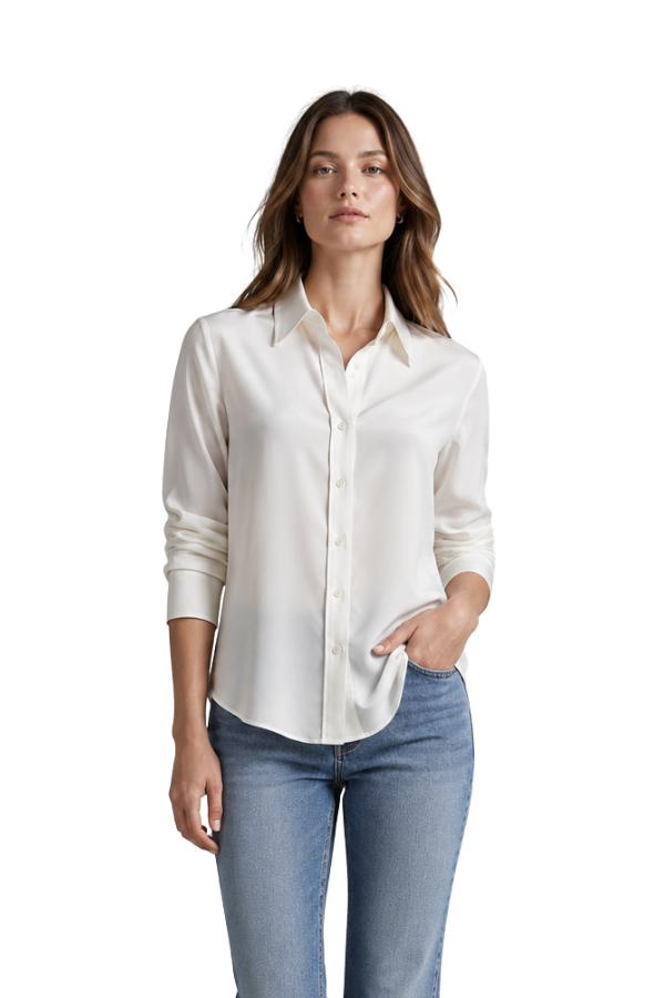The Nour White Button-Up Blouse - pookie and sebastian