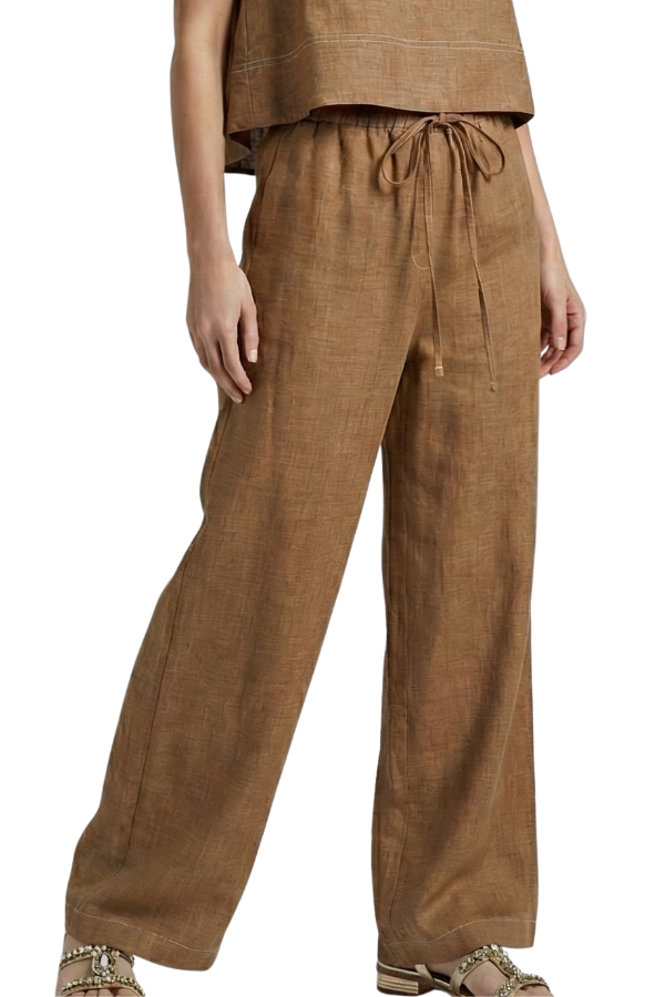 The Verona Linen Stitched Wide Pants