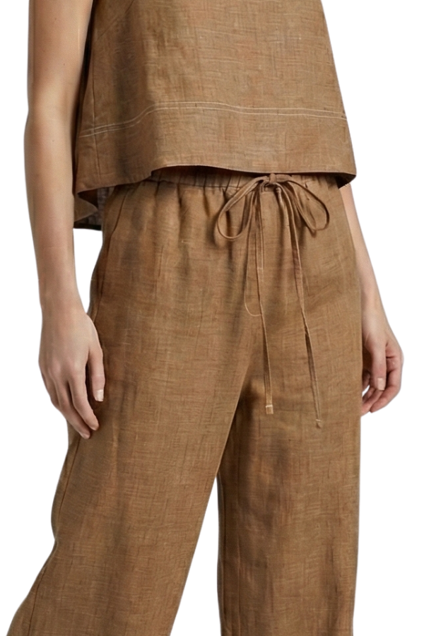 The Verona Linen Stitched Wide Pants