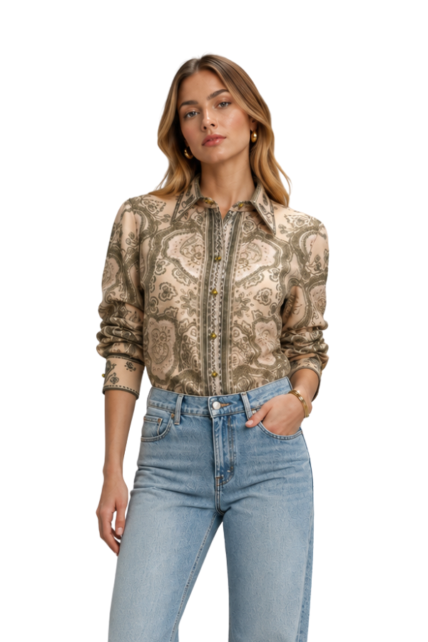 The Sabine Paisley Print Button-Up Blouse - pookie and sebastian