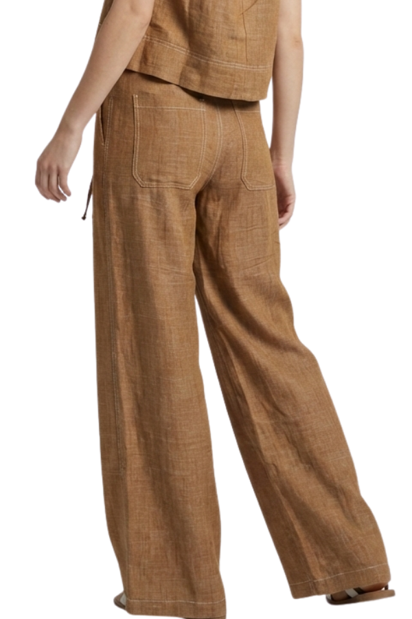 The Verona Linen Stitched Wide Pants