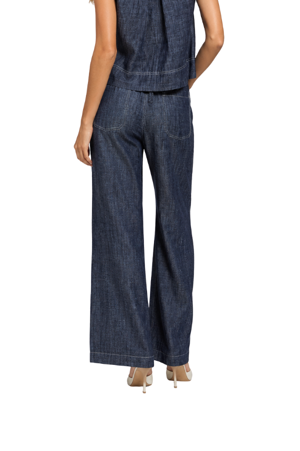 The Verona Linen Stitched Wide Pants