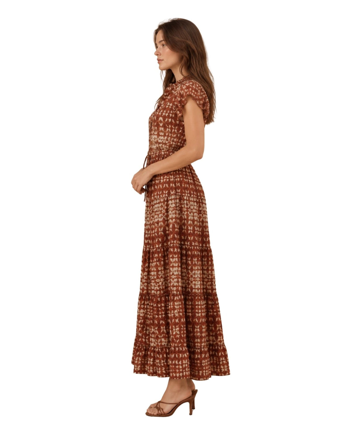 The Nina Batik Print Tiered Maxi Dress - Rust - pookie and sebastian